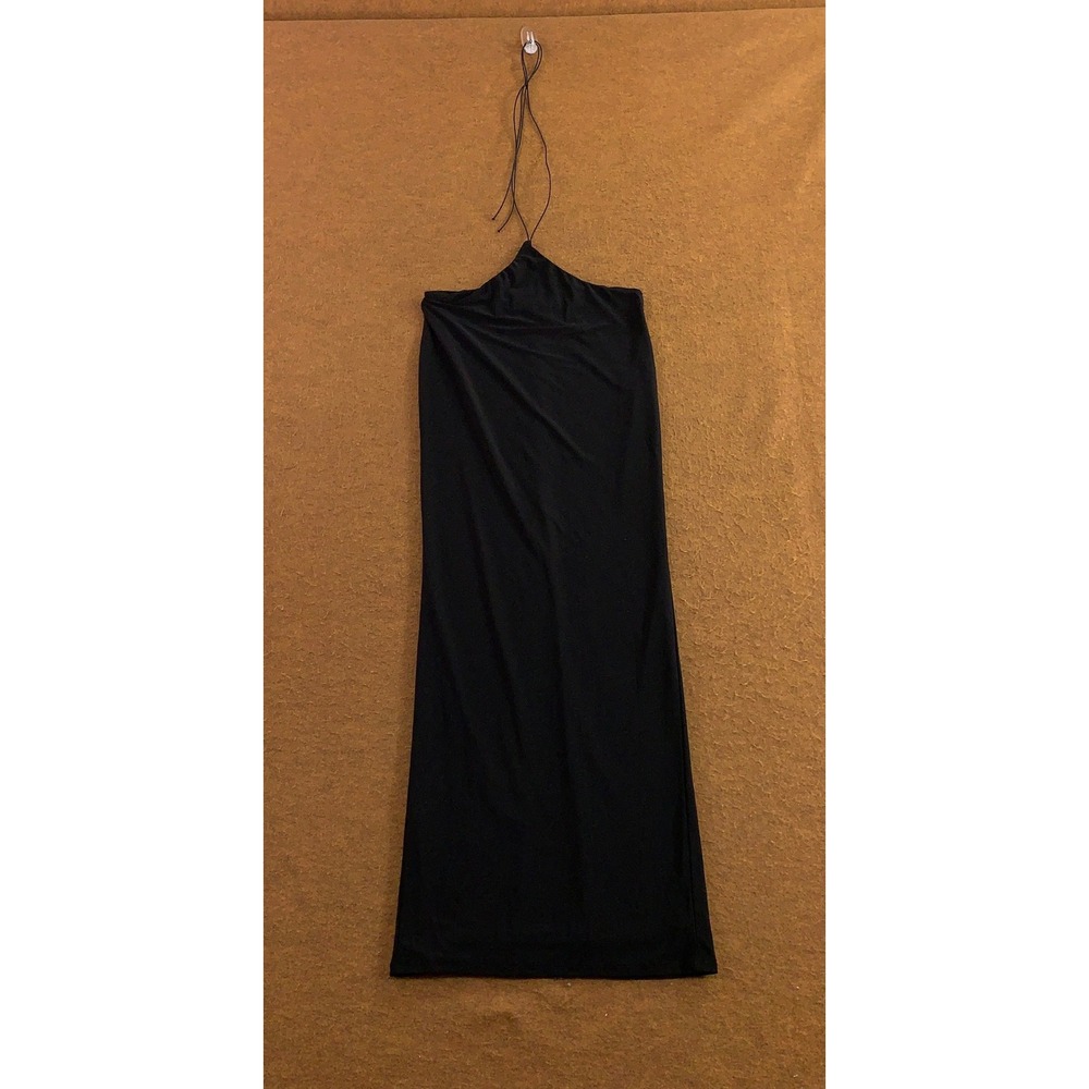 Fashion Nova Womens Small Black Halter Neck Sleeveless Maxi Dress New